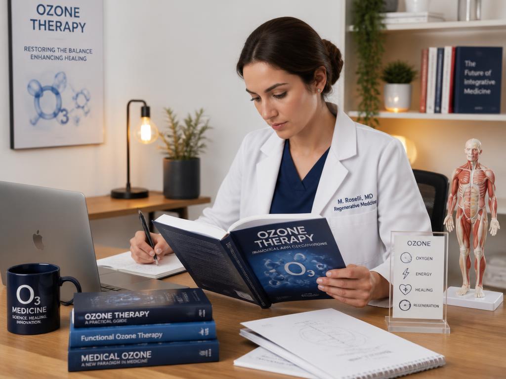 Profesional médico estudiando ozonoterapia